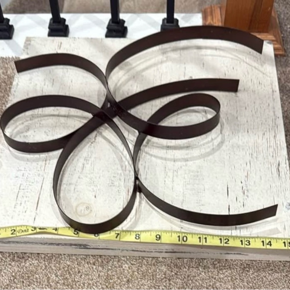 Wall Art - white washed wood & brown metal - Picture 3 of 4